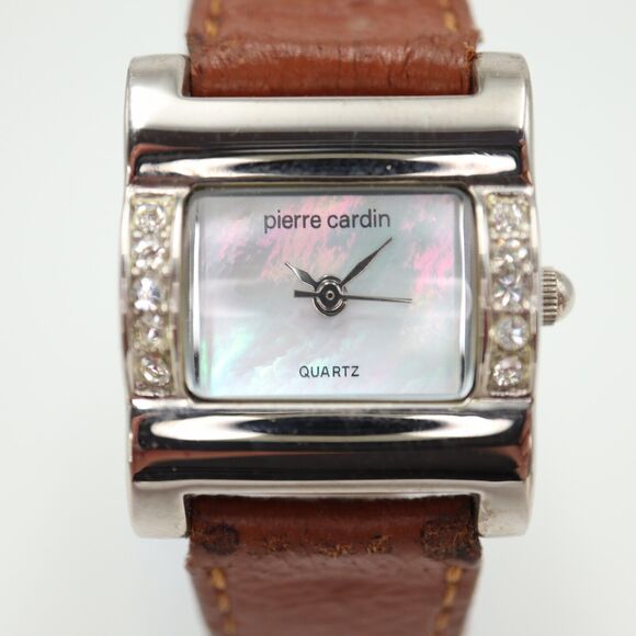 Pierre Cardin Womens 23mm MOP Rectangle Tank Dial Brown Leather Working - Picture 6 of 14